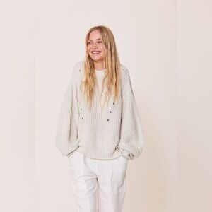 Rowie the Label Fae Knit Chunky Balloon Sleeve Sweater in Snow size XS/S